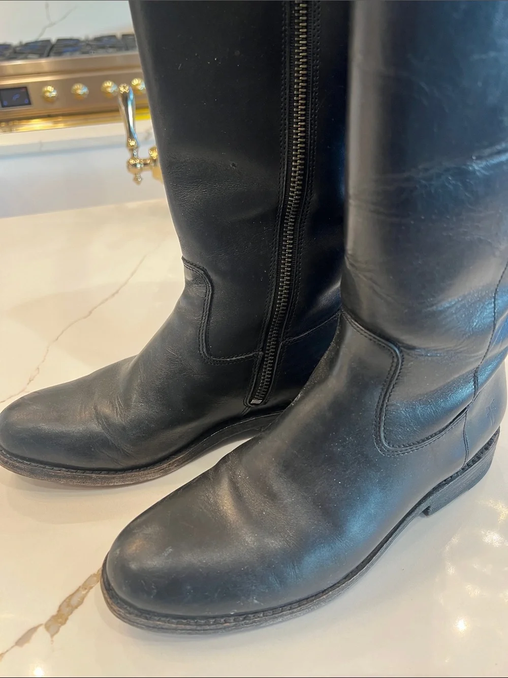 FRYE Jayden Button Tall Black Boots - Classic Women's Zip-Up Style